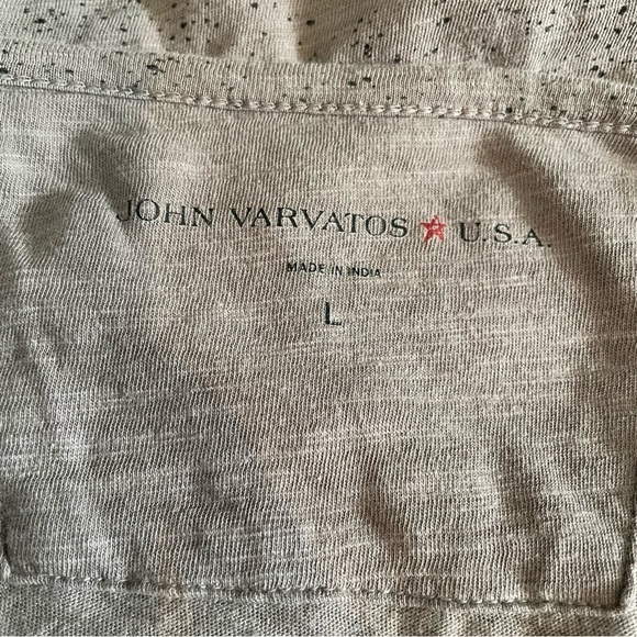John Varvatos Henley Ink Splatter Print Shirt Greige Size Large - Picture 5 of 7
